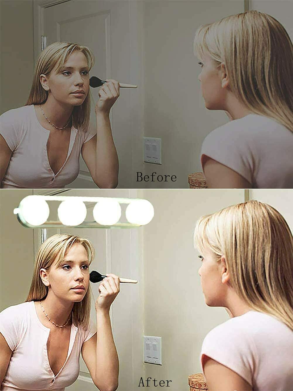Studio Glow Vanity Mirror Lights | Cordless Stick-On Makeup Light with 4 LED Bulbs