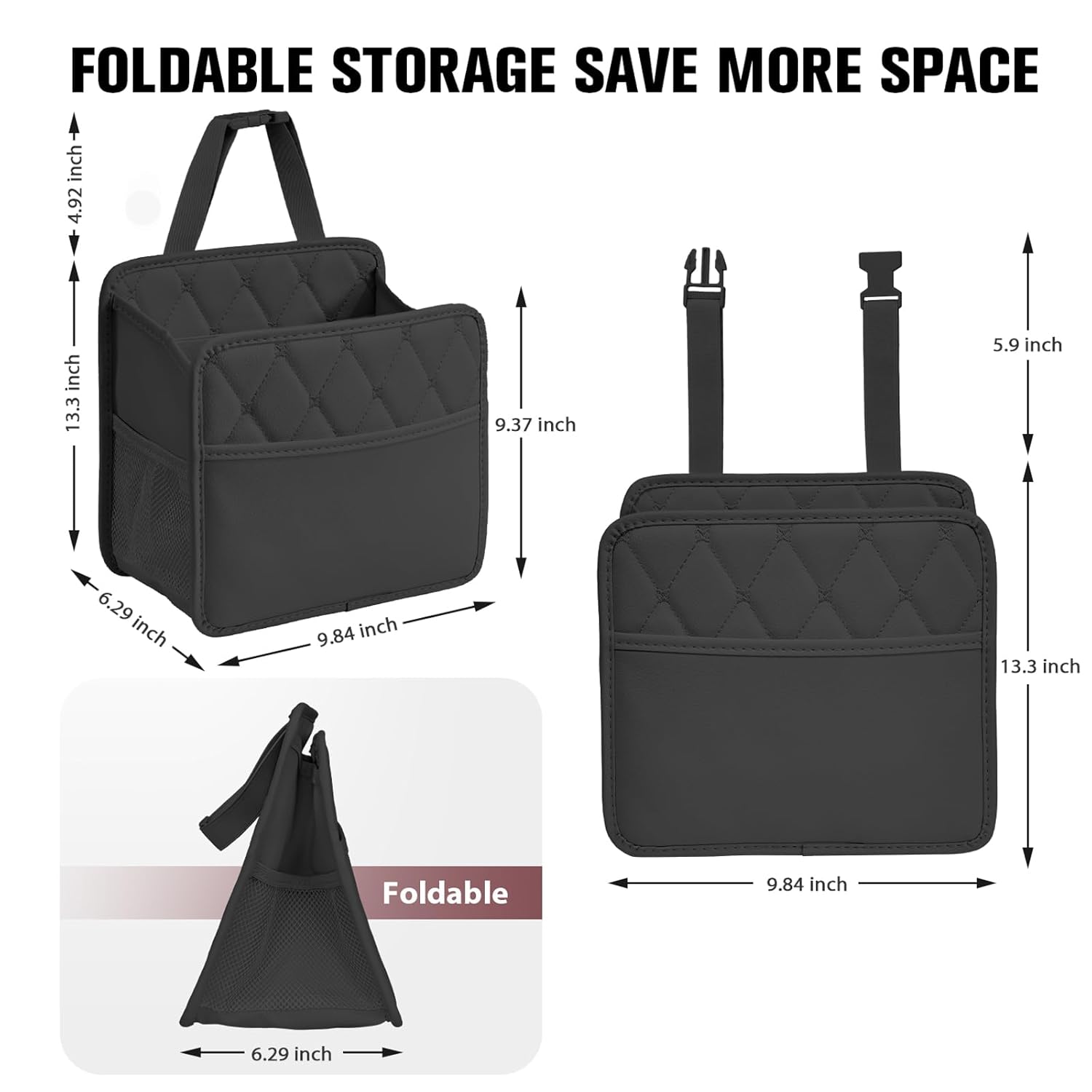 Back Seat Car Organizer, Leather Car Seat Organizer Foldable Universal Multifunctional Large Hanging Back Seat Organizer