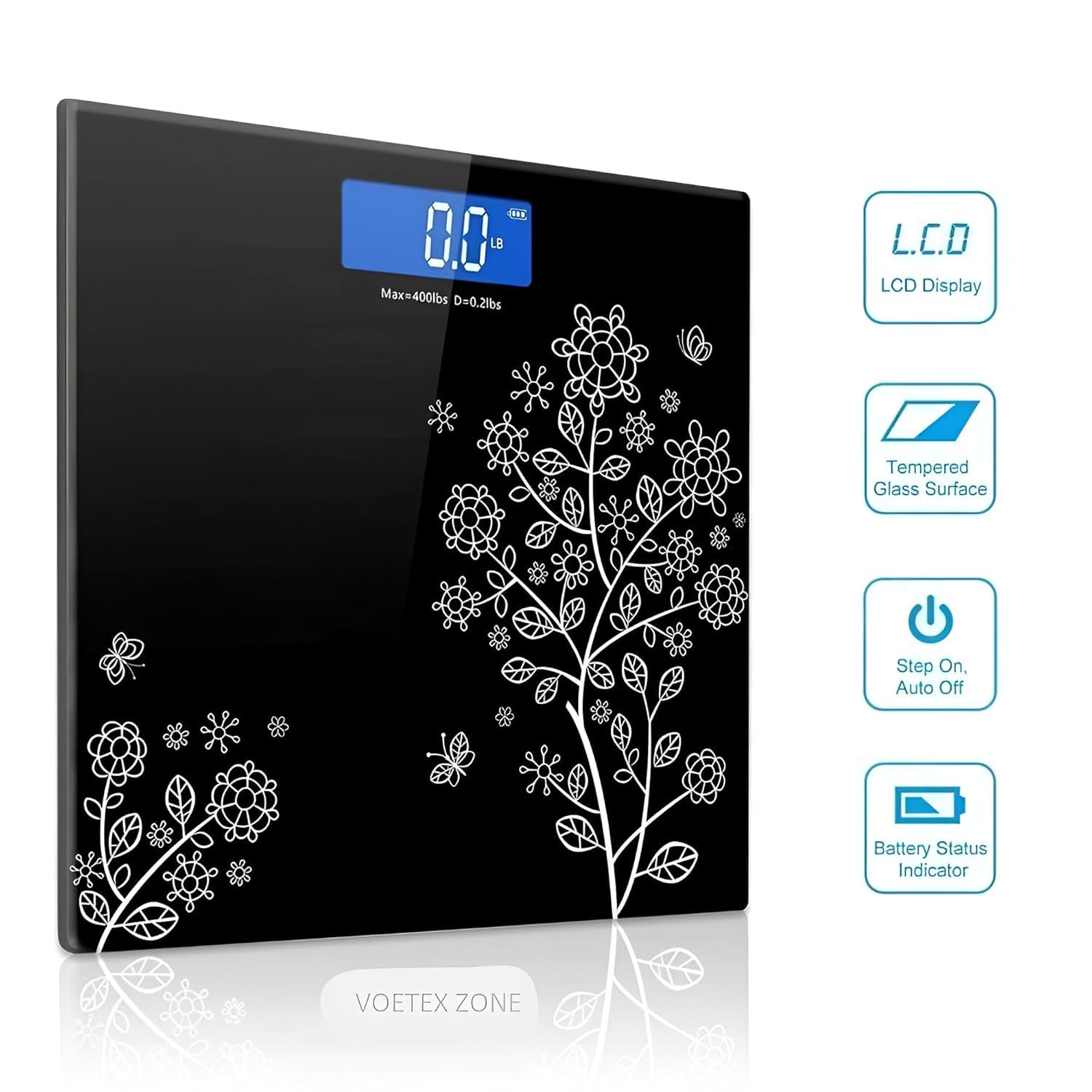 Black Bathroom Flower Scale