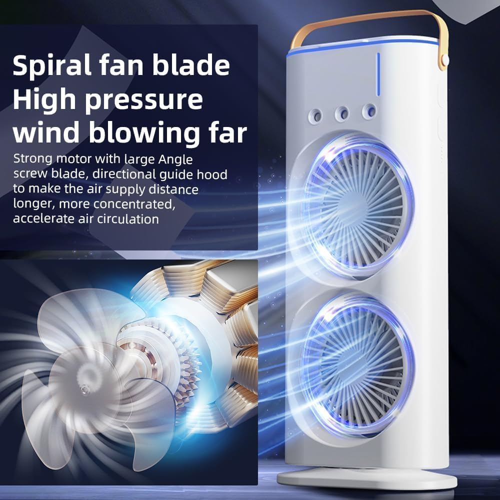 Double End Air Cooler Fan - Mist Cooler Fan - Double Fan Cooler - Air Mist Spray Cooler Fan
