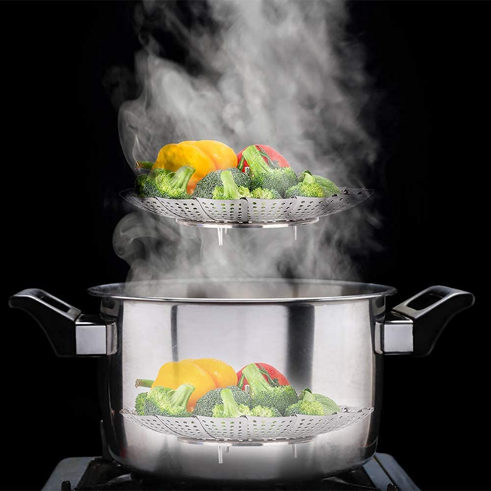 Stainless Steel Vegetable Steamer Basket - Foldable Steamer Basket - 27 Cm