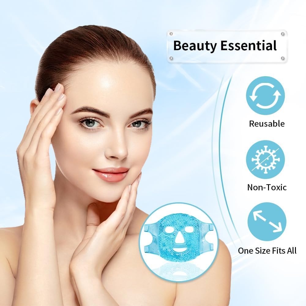 Cold Face Eye Mask, Ice Pack Reduce Face Puff, Dark Circles, Gel Beads Hot Heat Cold Compress Pack