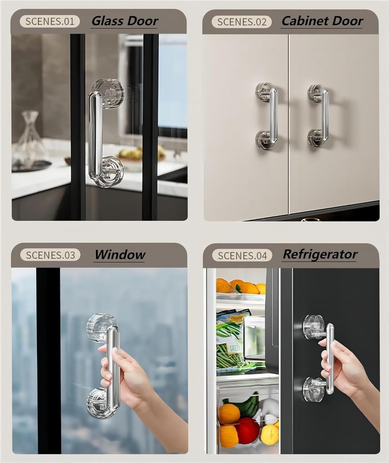 Suction Door Handle | No Drill Adhesive Handle for Bathroom, Glass, Toilet, Sliding Door | Strong Suction Cup Grip Handle – Adjustable Plastic Handle (Pack of 1)