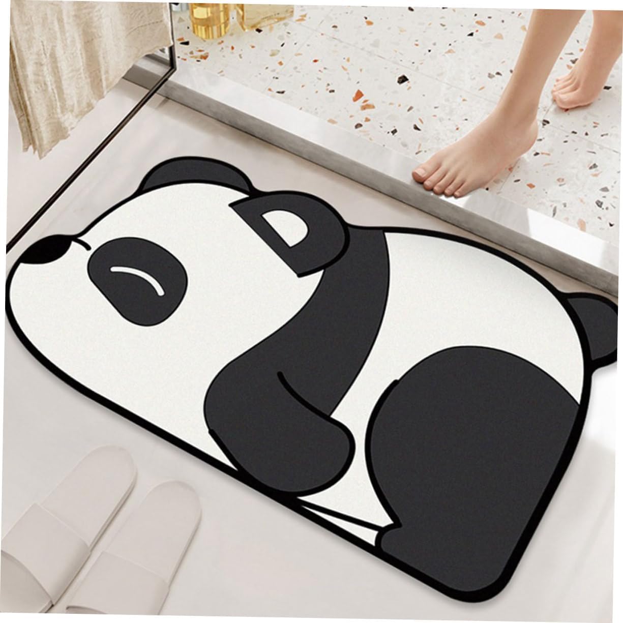 Cute Panda Cartoon Bath Mat – Super Absorbent & Anti-Slip Floor Mat for Bathroom, Kitchen & Home | Quick Dry, Soft Surface, 60 x 40 cm