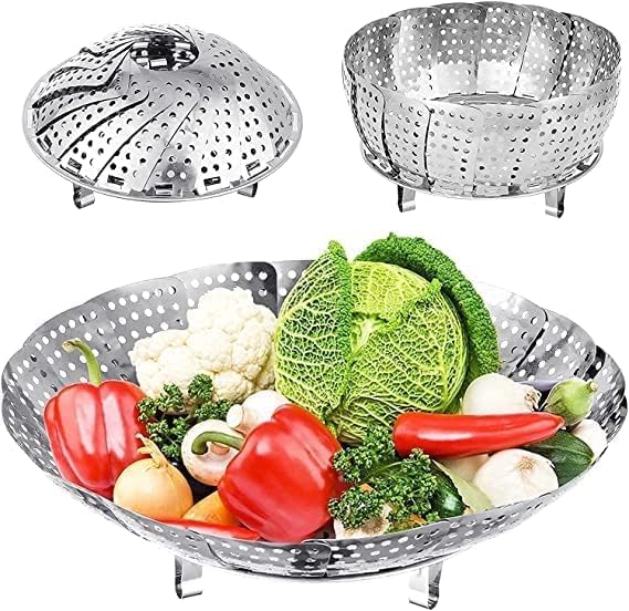 Stainless Steel Vegetable Steamer Basket - Foldable Steamer Basket - 27 Cm