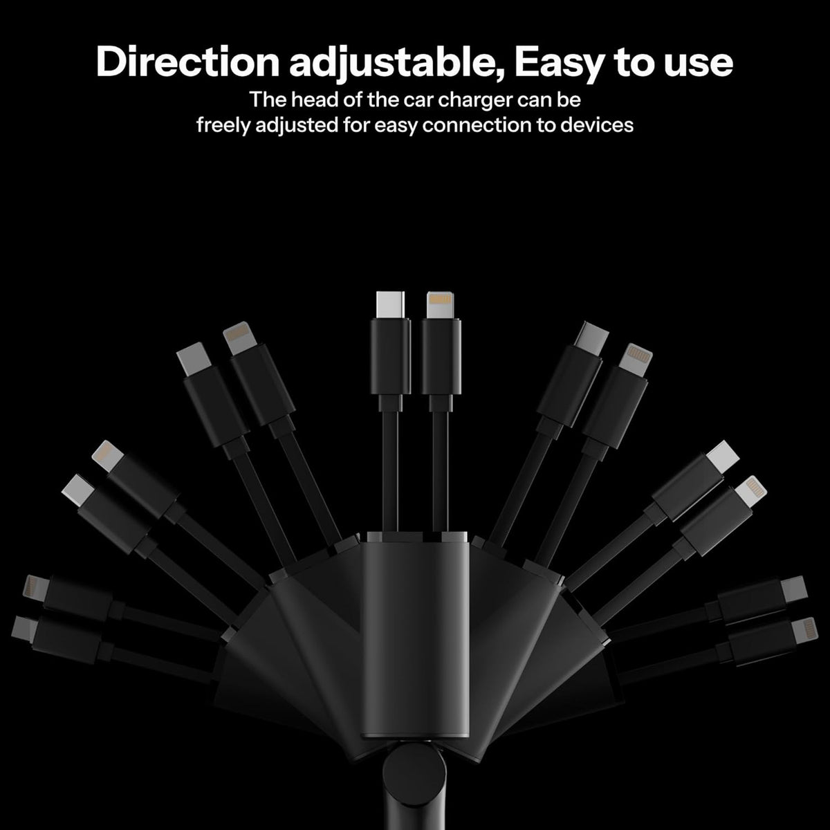 4 In 1 2 USB Ports Car Charger|Retractable Car Charger