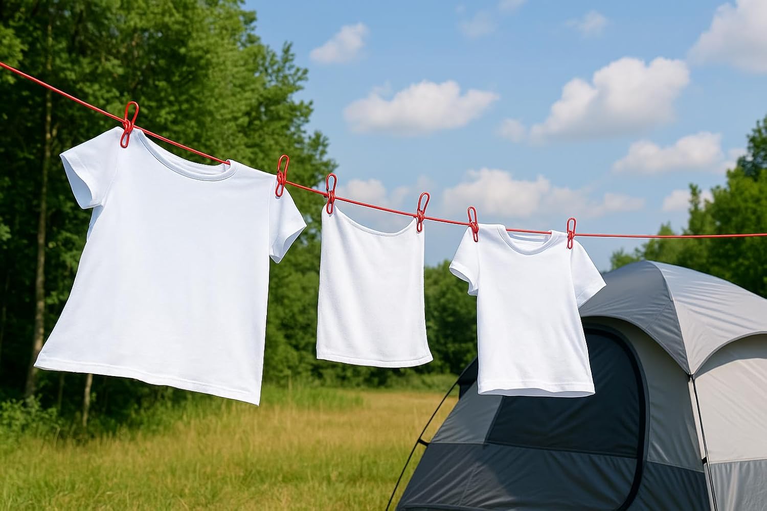 Cloth Drying Rope with 12 Clips & Hooks