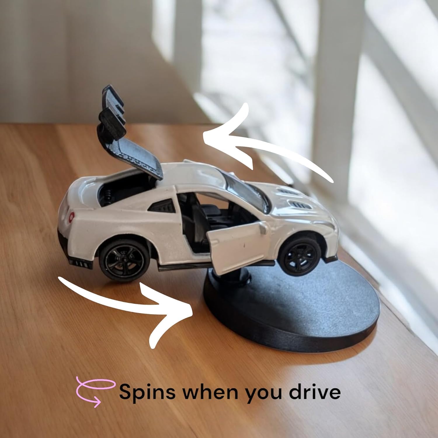 Car Dashboard Decoration 13cm Movable Spinning Car Ornament | Rotating PVC Showpiece for Tabletop or Car Interior Styling | Unique Gift Item for All Ages