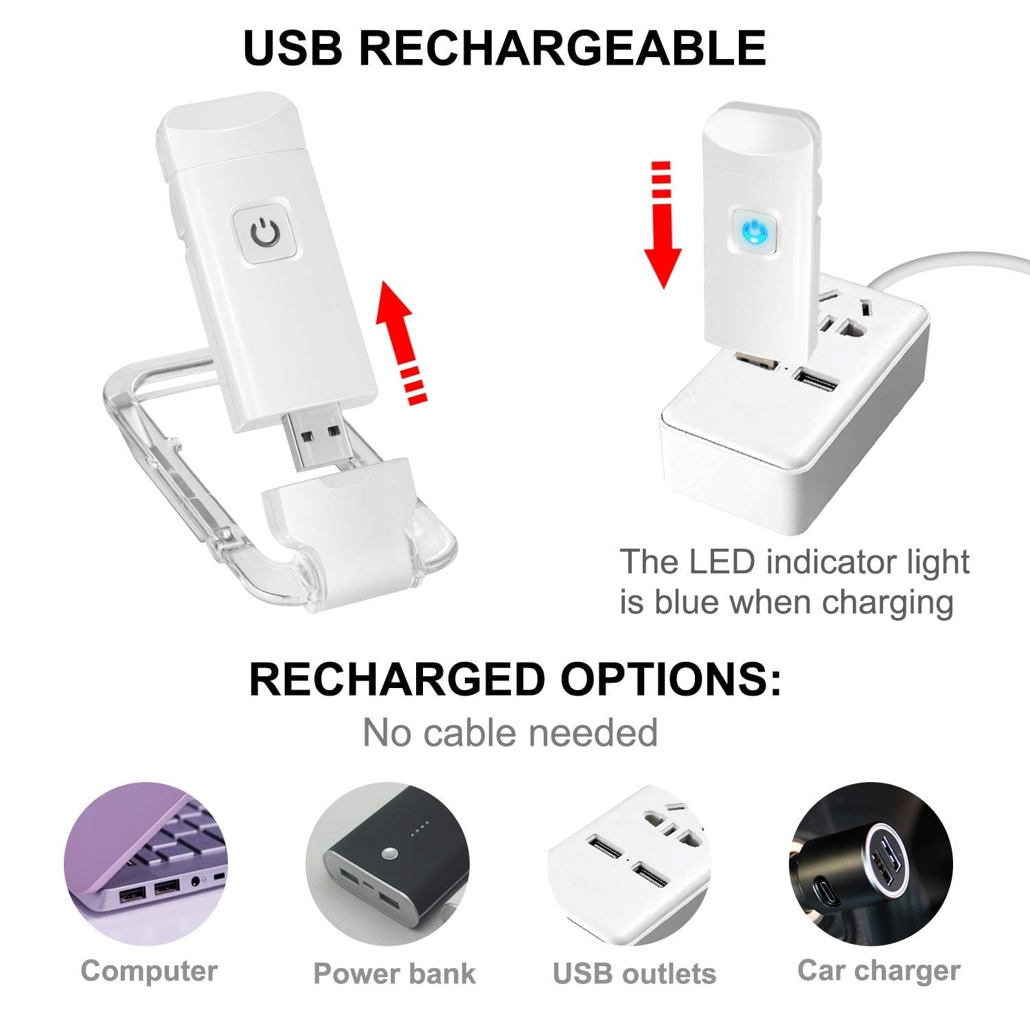 Book Reading Light with Clip for Night Reading for Students USB Charging Portable Foldable