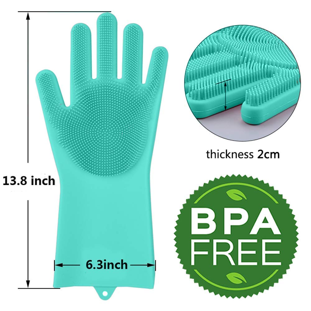 Gloves Magic Silicone Dish Washing Gloves, Silicon Cleaning Gloves, Silicon Hand Gloves for Kitchen Dishwashing and Pet Grooming, Great for Washing Dish, Car, Bathroom (