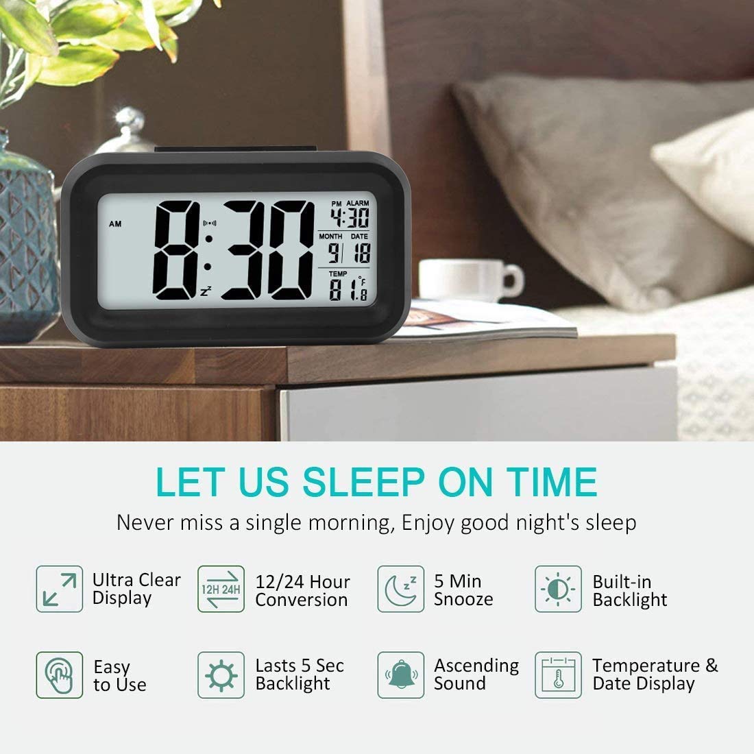 Black Digital Rectangle Clock