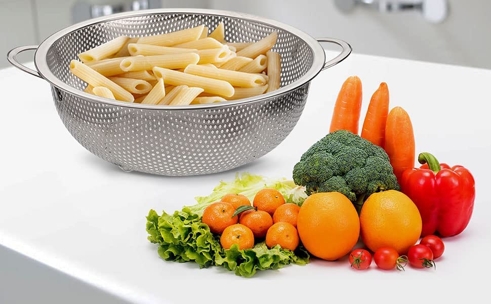 Drain Basket Steel Big Drip Tray Kitchen Drying Stand Mesh Sink Dish Rack Round Basket Mesh Fruits, Vegetable, Drainer Washer for Kitchen Drying Stand (30 x 20 x 8 Cm)