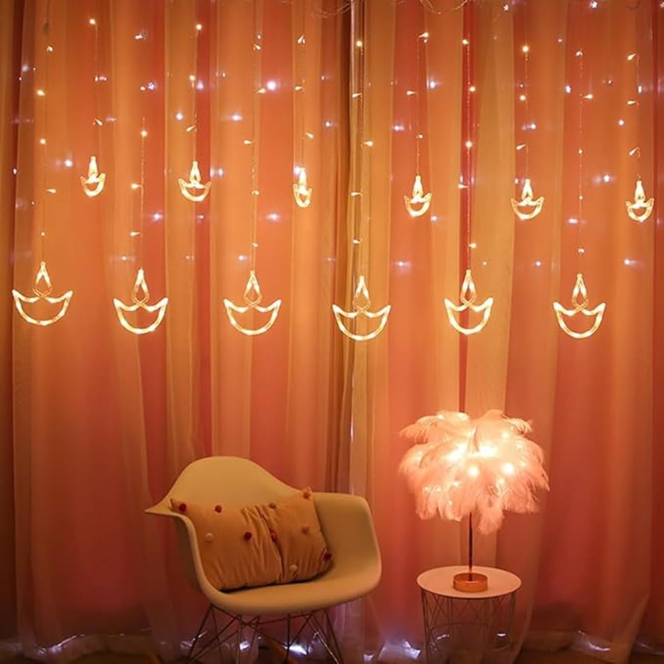 12 Stars 108 Led Curtain String Lights with 8 Flashing Modes Led Light for Home Decoration for Christmas, Wedding, Home, Diwali
