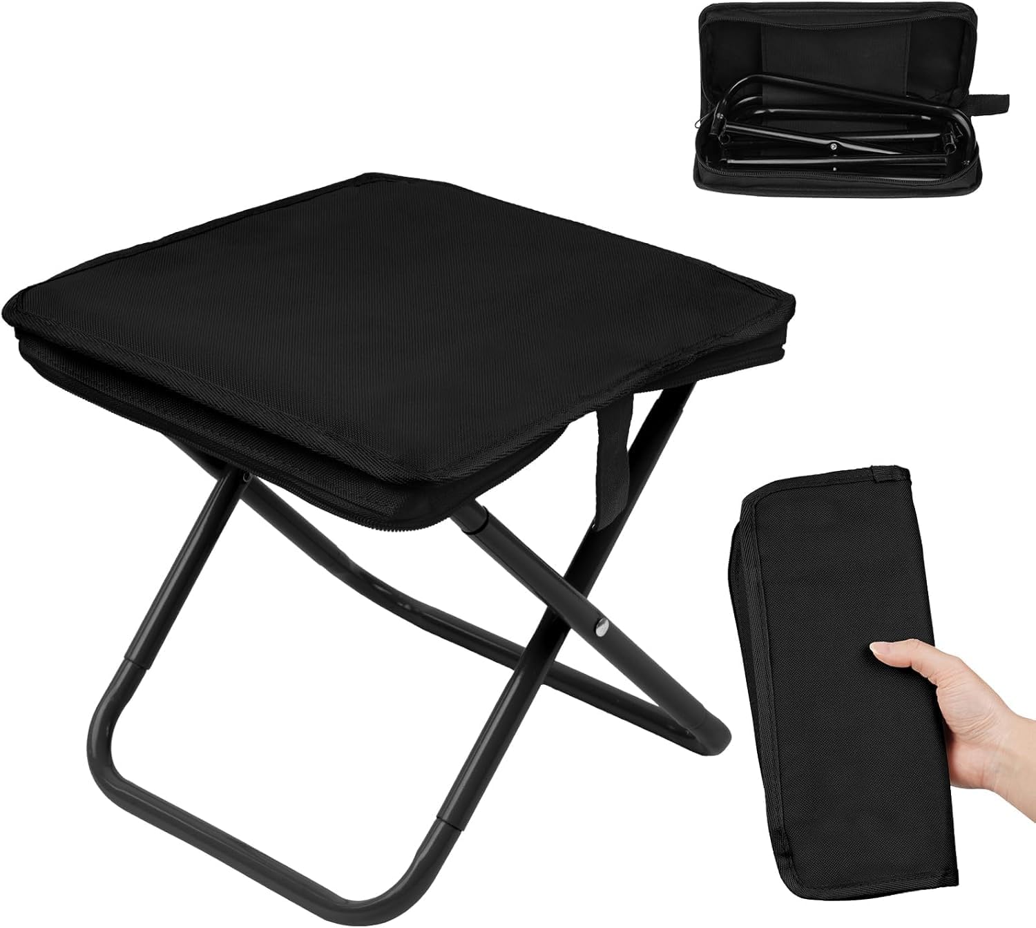Folding Stool, Mini Outdoor Camping Stool, Portable Small Foldable Lightweight Hunting Seat with Zippered Carrying Bag