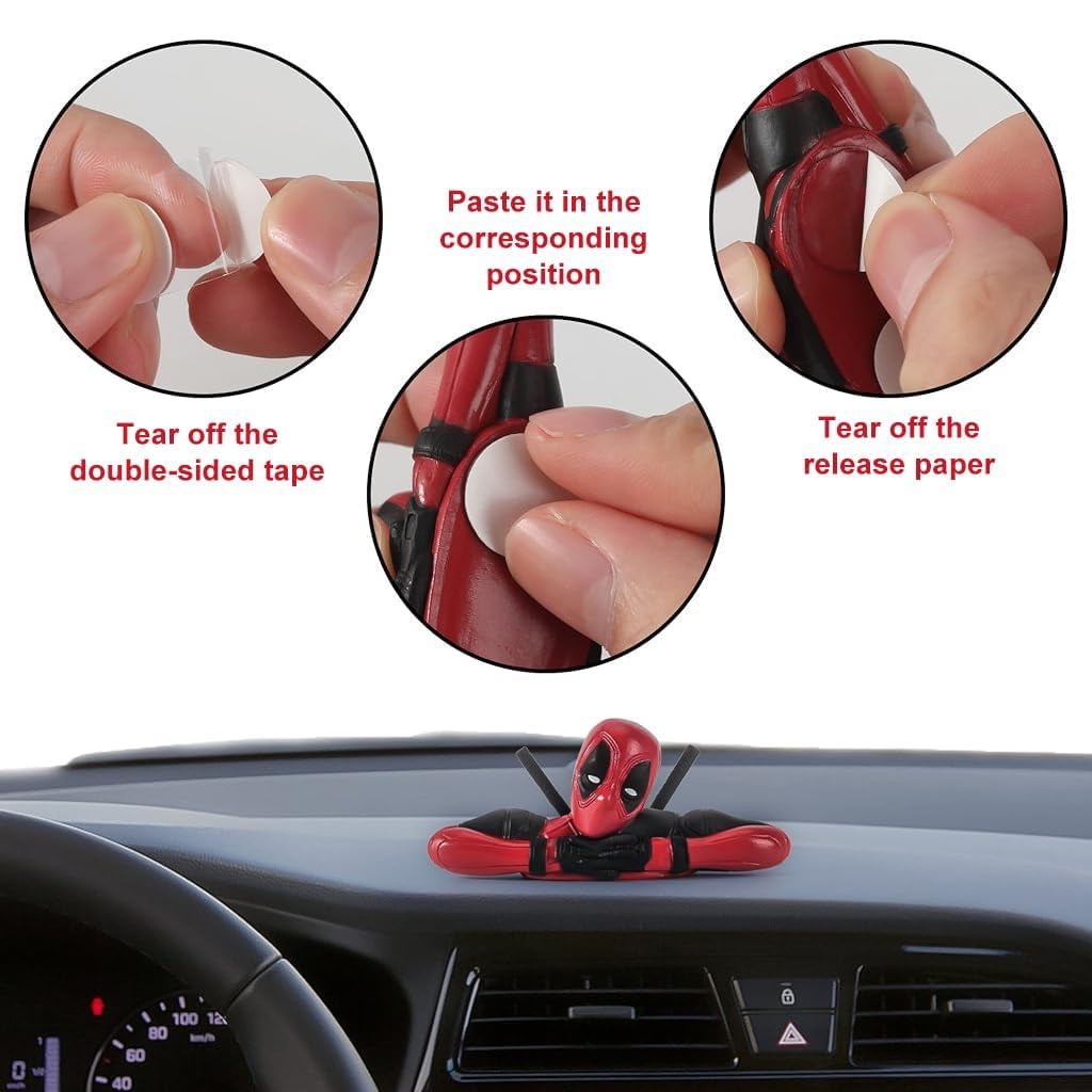 Deadpool PVC Action Figure Set – 3 Movable Joint Models for Desk, Home & Car Decor | Unique Superhero Decoration Collectibles (RED)