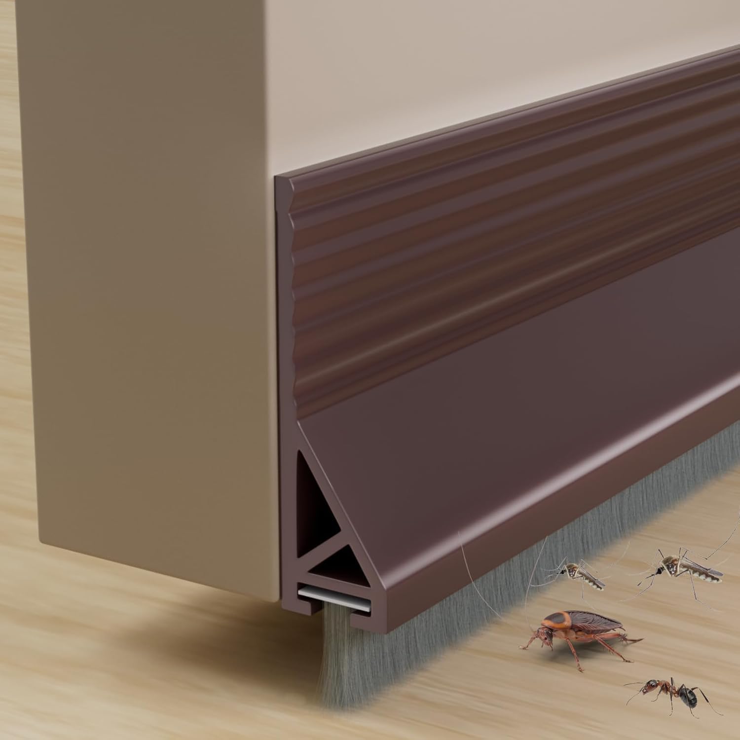 Door Draft Stopper with Brush, Door Sweep for Bottom of Door, Weather Stripping Door Seal, Under Door Gap Filler. (40 inch)