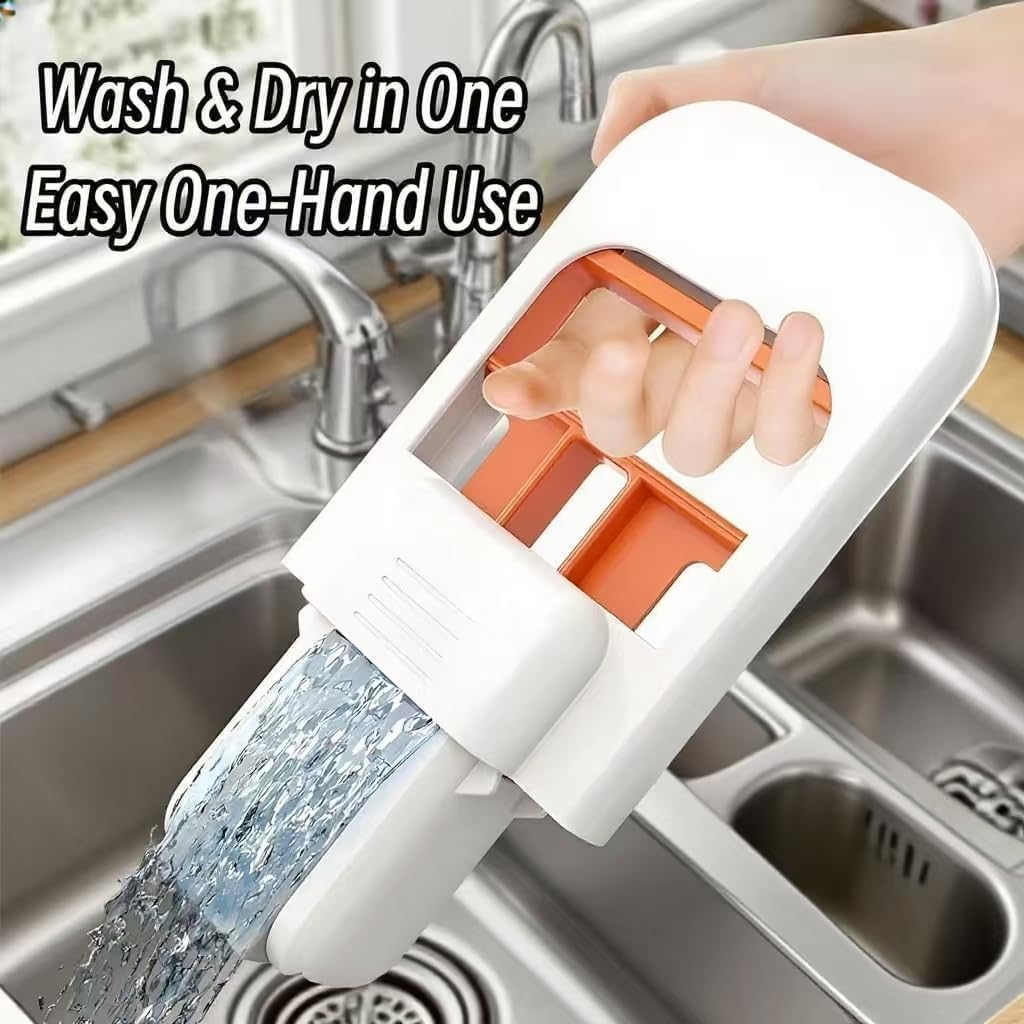 Mini Foldable Sponge Mop | Self-Squeeze Desk Mop for Wet & Dry Cleaning | Compact Portable for Kitchen Counter, Bathroom Glass, Office Desk & Tabletop Surfaces