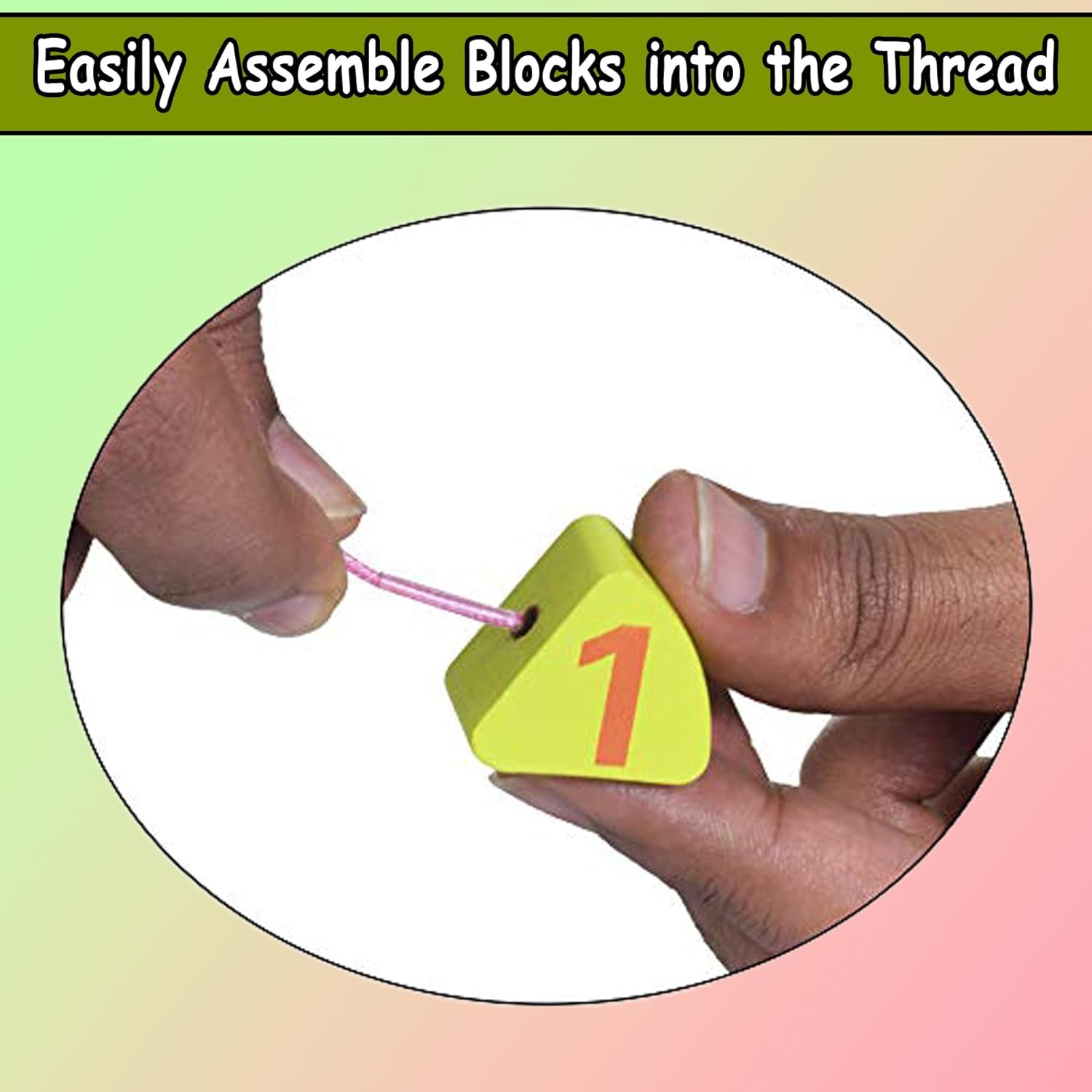 Wooden Learning Clock with Bead Lace, Educational Digital Analog Numbers, Shape & Color Learning Montessori Toy for Kids (Pack of 1, Multicolor)