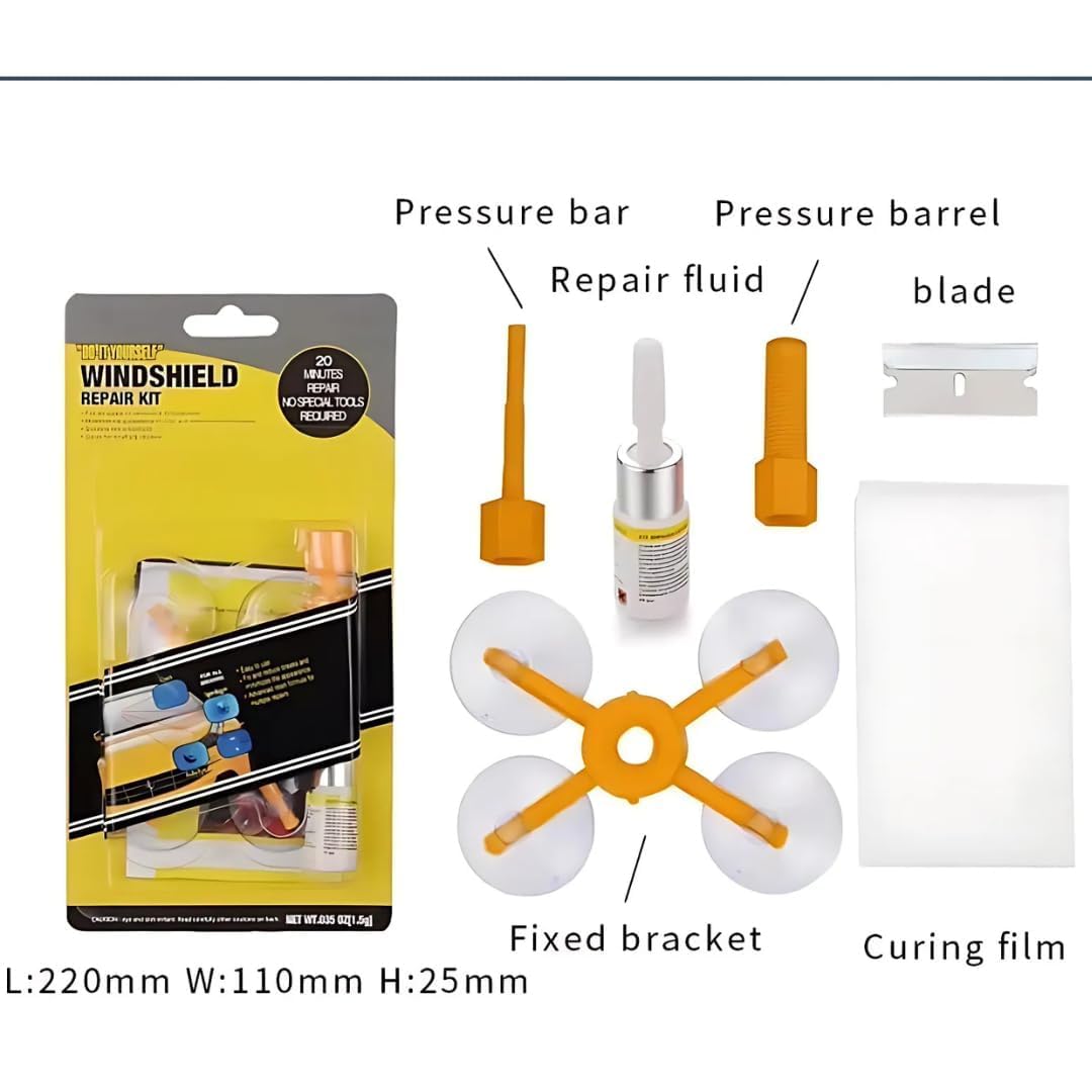 Windshield Repair Kit Fix Chips, Cracks, Bulls-Eye, Star & Nicks