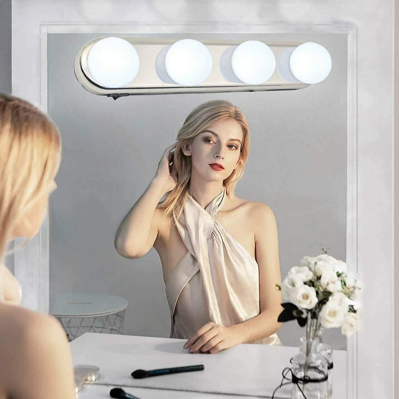Studio Glow Vanity Mirror Lights | Cordless Stick-On Makeup Light with 4 LED Bulbs