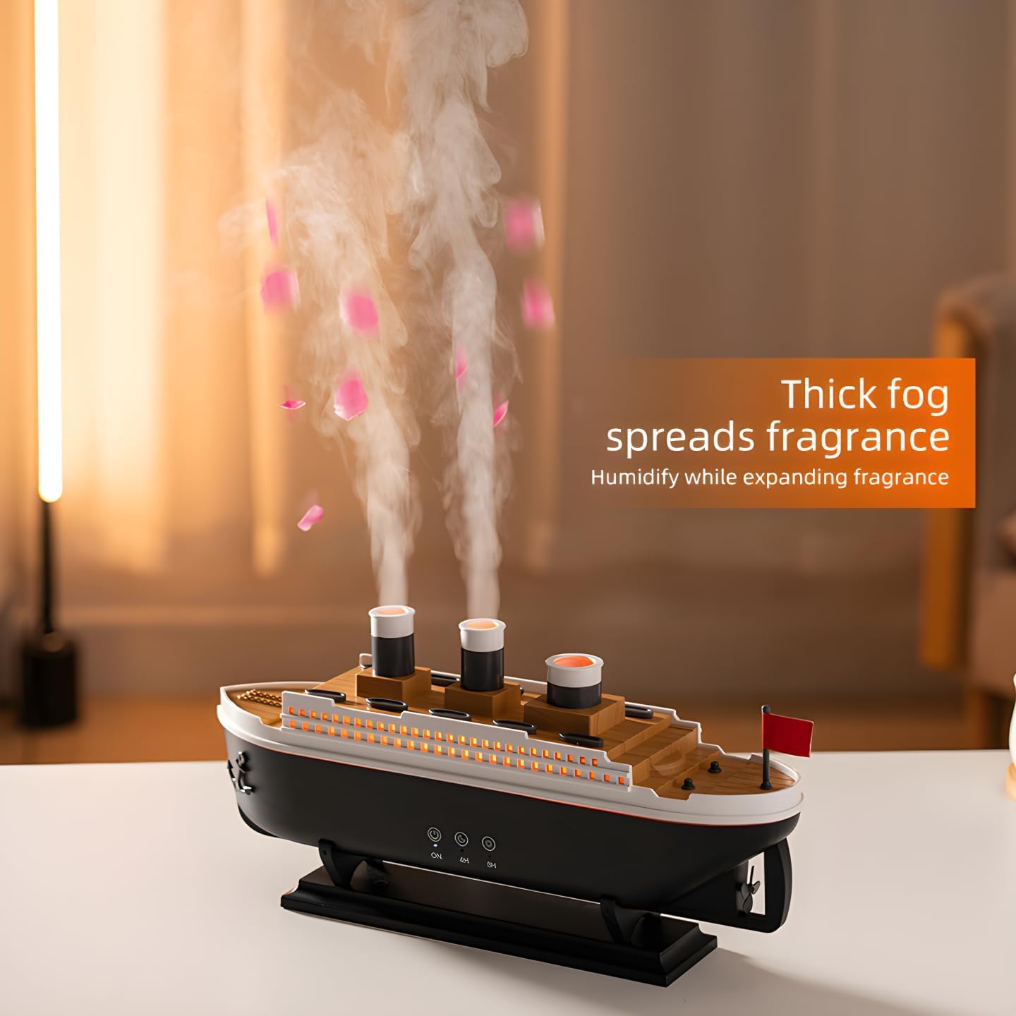 Humidifier for Bedroom Titanic Humidifier with Remote Aromatherapy Diffuser Steamship Humidifier 7 Light 2 Mist Mode Air Humidifiers
