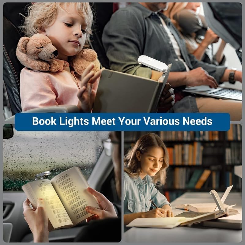 Book Reading Light with Clip for Night Reading for Students USB Charging Portable Foldable