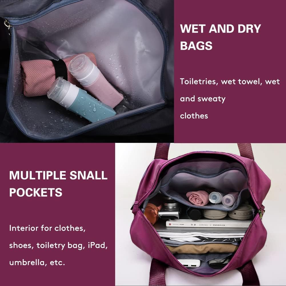 Oxford Fabric Large Capacity Travel Bag, Foldable Travel Bag, Expandable Travel Duffel Bag, Collapsible Waterproof Large Capacity Travel Handbag, Overnight Bag For Women