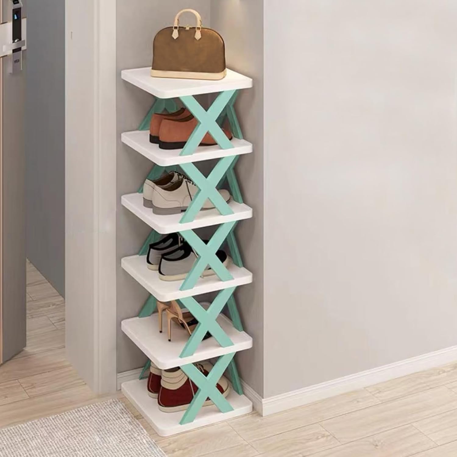Foldable Shoe Rack (1 Pc, 8 Layers): Space-Saving, Entryway Storage