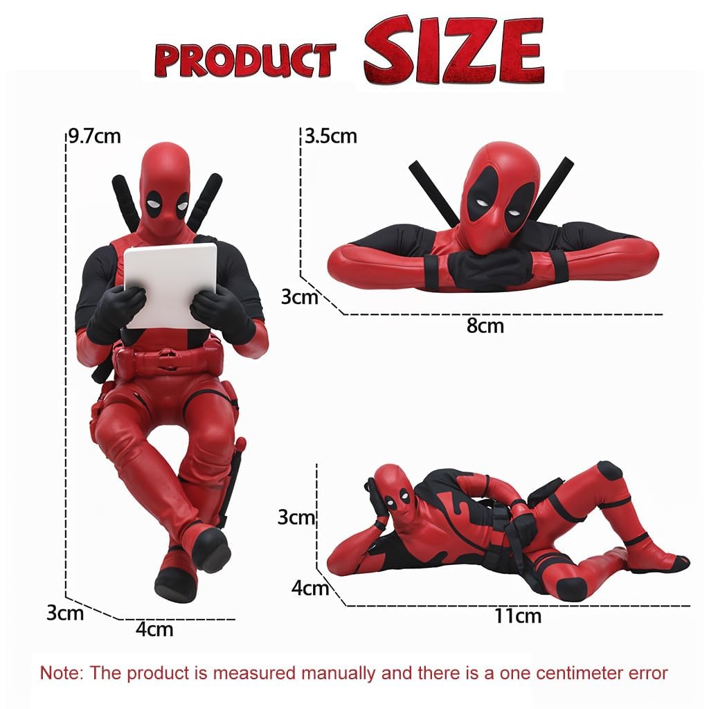 Deadpool PVC Action Figure Set – 3 Movable Joint Models for Desk, Home & Car Decor | Unique Superhero Decoration Collectibles (RED)