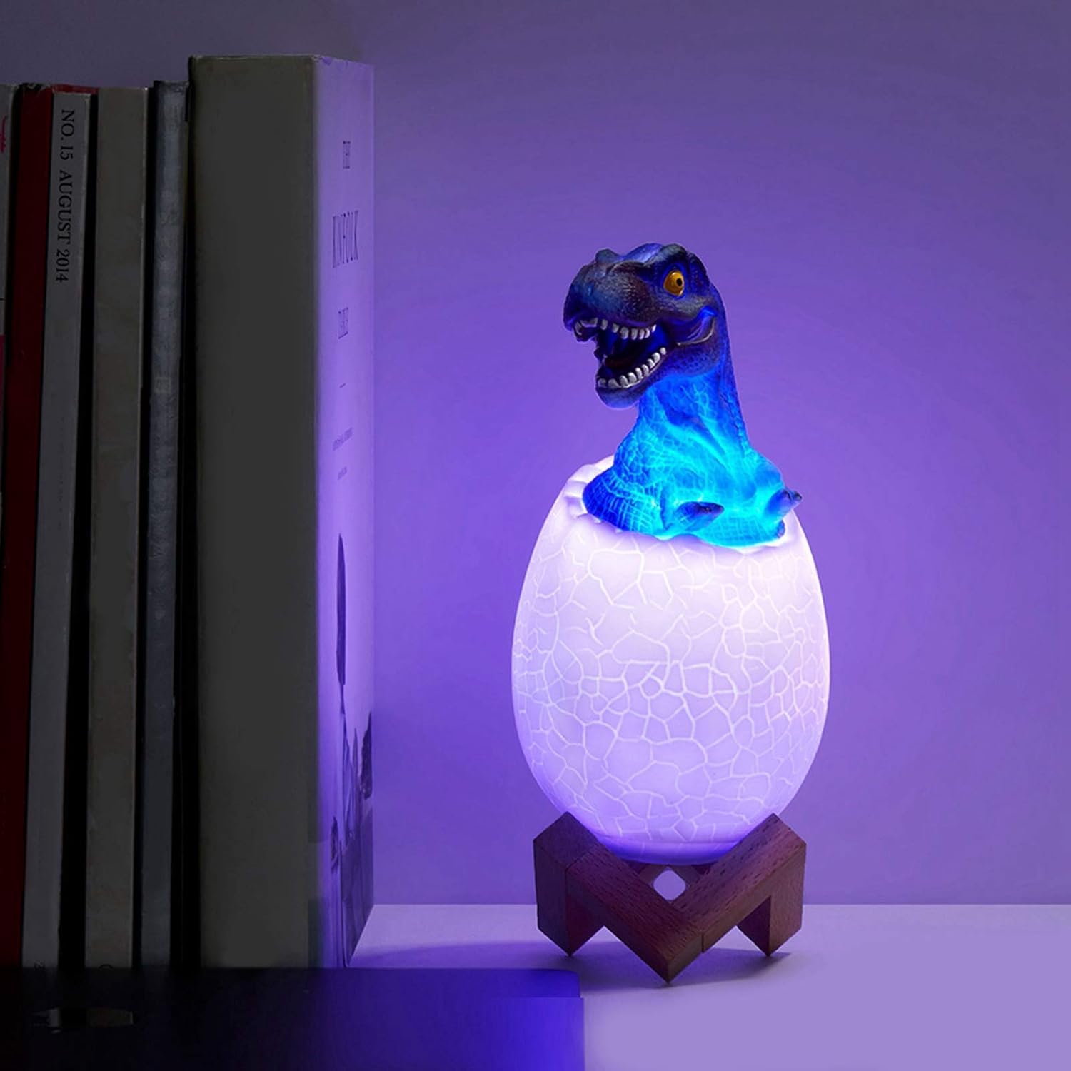 3D Dinosaur Lamp Night Light -USB Rechargeable with Remote Control RGB Lights 3D Dinosaur Lamp,3 Modes and Wooden Base, Dinosaur Egg Toy Best Birthday Christmas Gifts for Kids(Pack of 1)