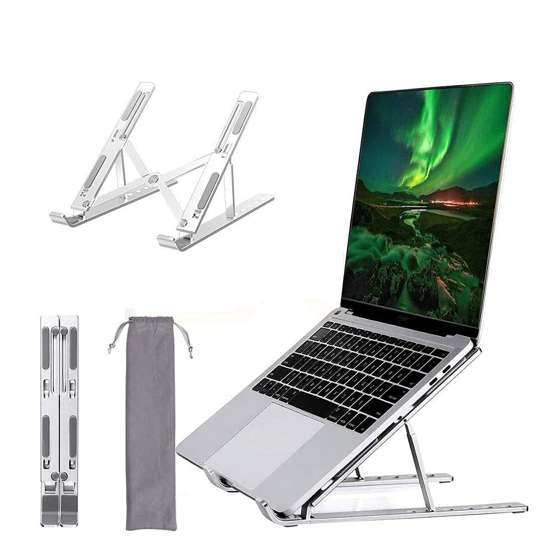 Metal Portable Laptop Stand – 6-Angle Adjustable Riser for Laptops, Phones & Tablets