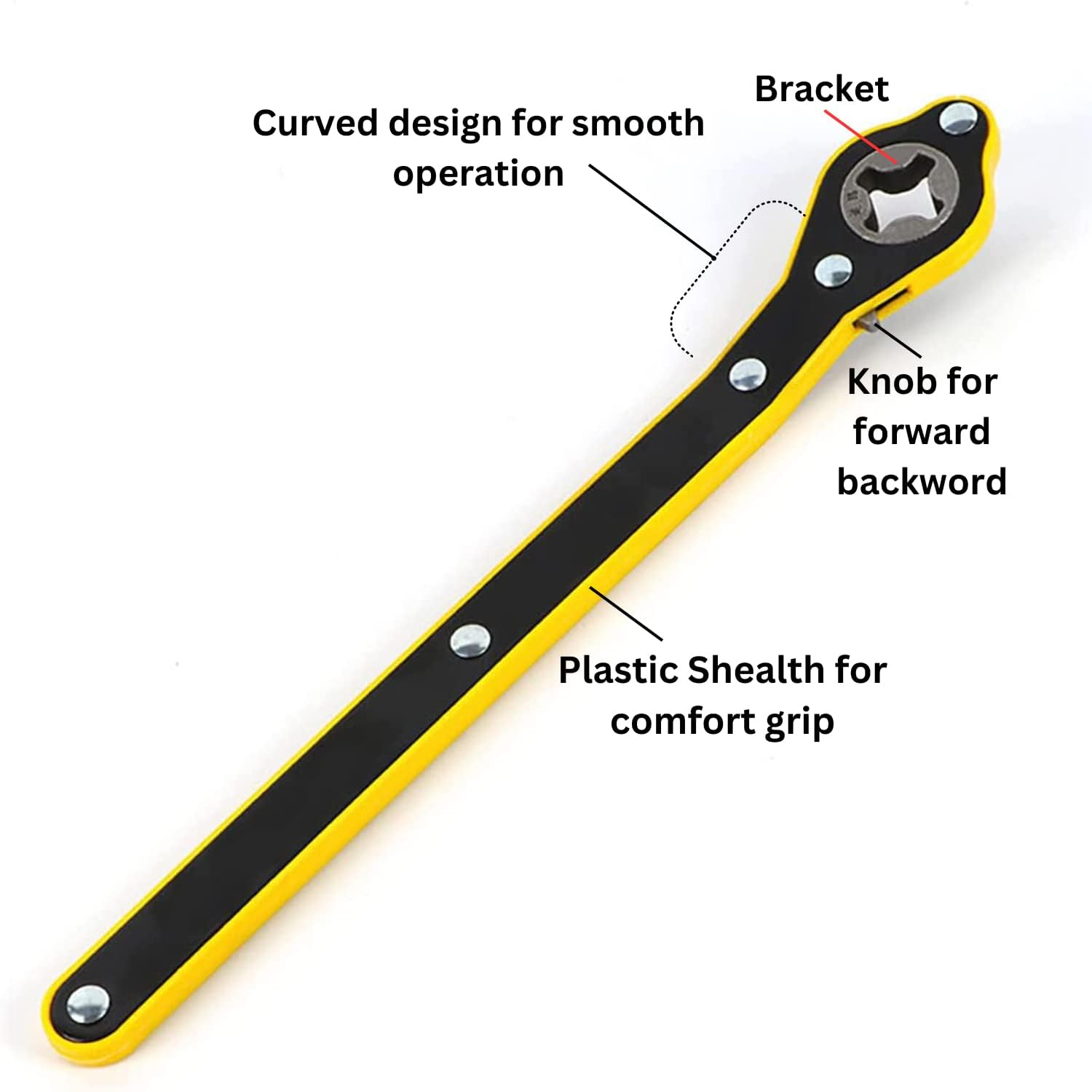360° Swivel Ratchet Wrench for Scissor Jack | Labor-Saving Car Jack Handle Tool with Reversible Knob & Long Grip