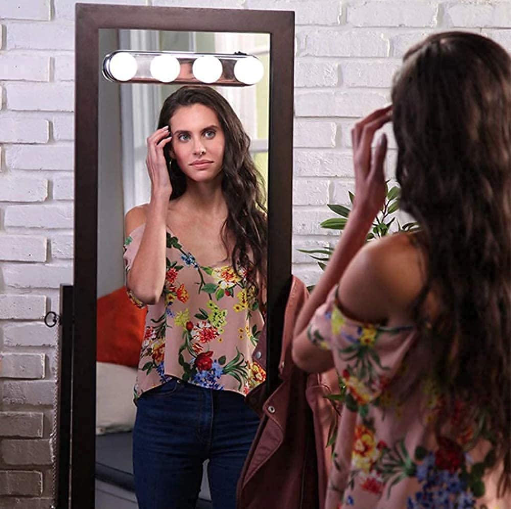 Studio Glow Vanity Mirror Lights | Cordless Stick-On Makeup Light with 4 LED Bulbs