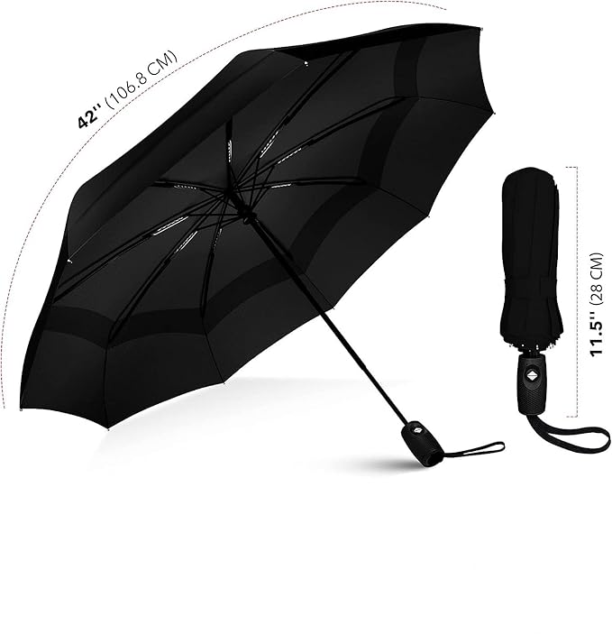 Portable Auto Travel Umbrella - Windproof for Rain, Strong for Wind, Auto Open/Close Button