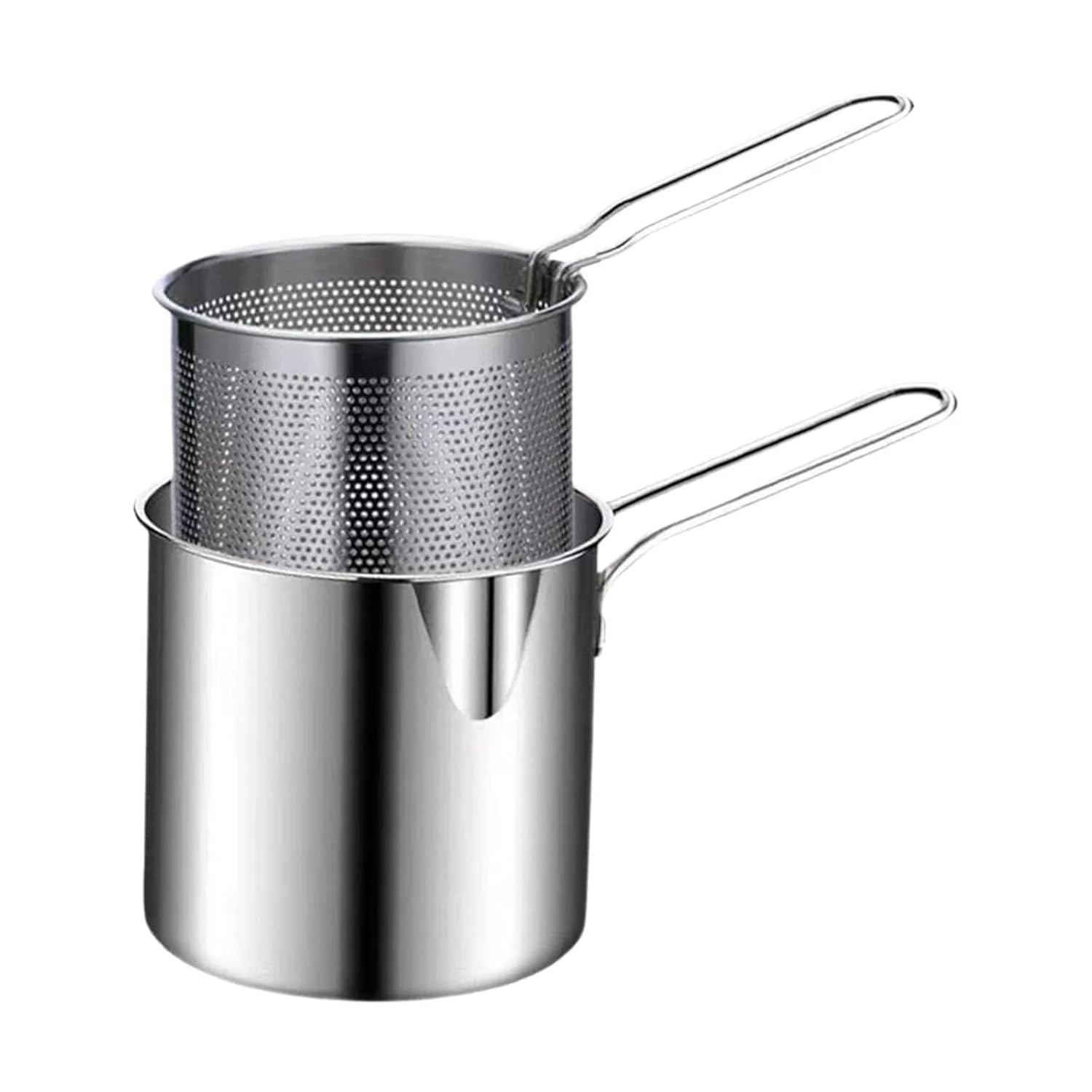 Small Deep Frying Pot With Strainer Basket (1200 ML))