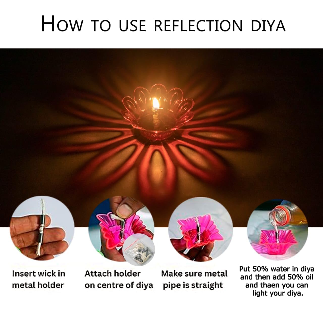 3D Rangoli Reflective Diya (Set of  2) | 3D Shadow Reflective Diwali Diya (Pack of 24)