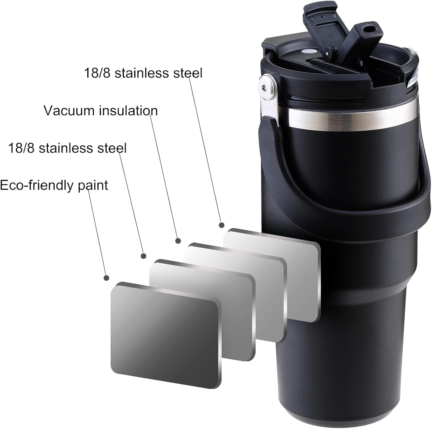 Tumbler Vacuum Mug 900 ml Stainless Steel Tumbler with Straw