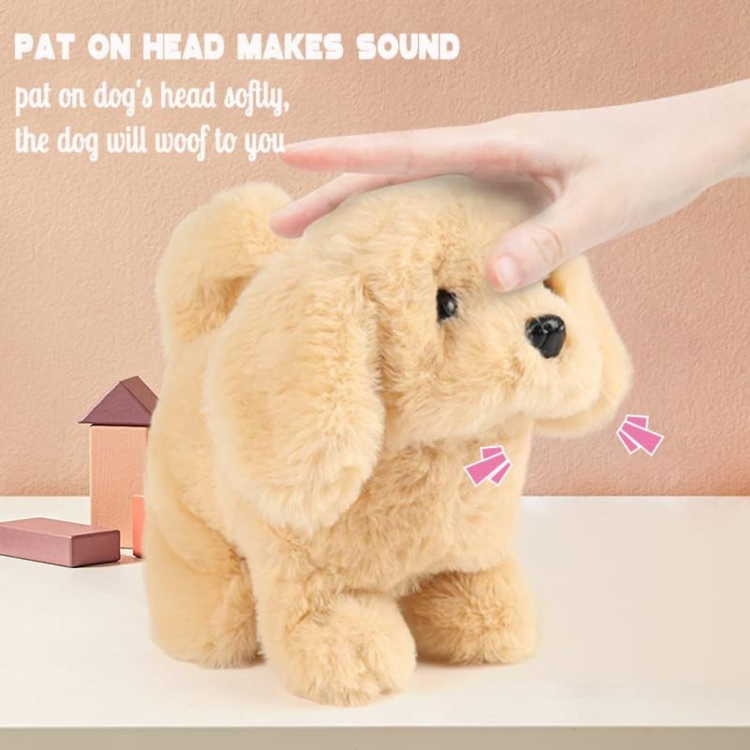 Hopping Walking Dog Toy with Sounds, Walking Dog Wiggling Tails, Twitching Mouth and Nose, Educational Interactive Cute Dog Toy for Baby Kids