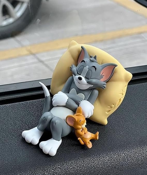 Tom & Jerry Cute Sleeping Car Interior Accessory I Adorable Toy for Car Dashboard & Tabletop | Decorative Plastic Showpiece for Home & Office