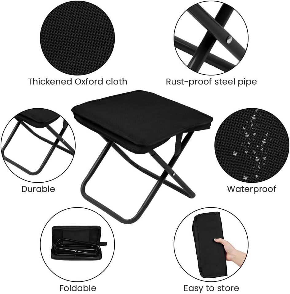 Folding Stool, Mini Outdoor Camping Stool, Portable Small Foldable Lightweight Hunting Seat with Zippered Carrying Bag