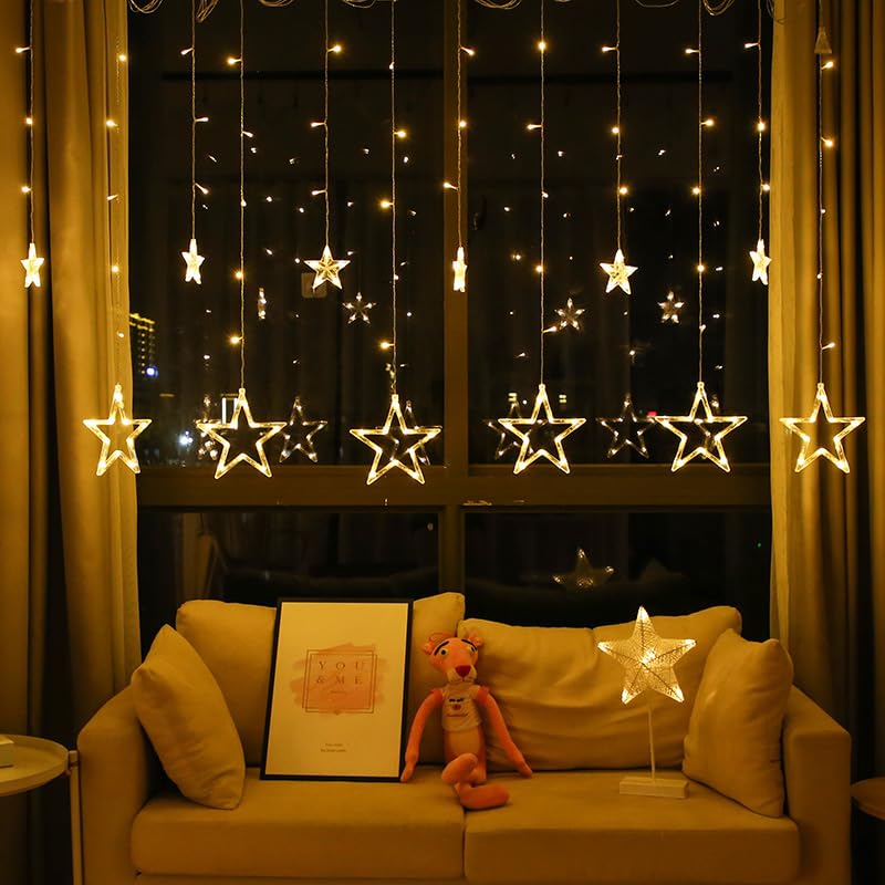 Star Curtain LED Lights for Diwali (2.5 mtr, 138 LED, 6+6 Star)