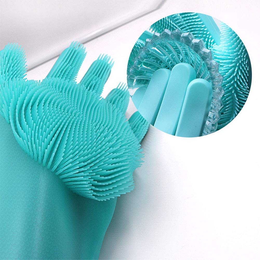 Gloves Magic Silicone Dish Washing Gloves, Silicon Cleaning Gloves, Silicon Hand Gloves for Kitchen Dishwashing and Pet Grooming, Great for Washing Dish, Car, Bathroom (