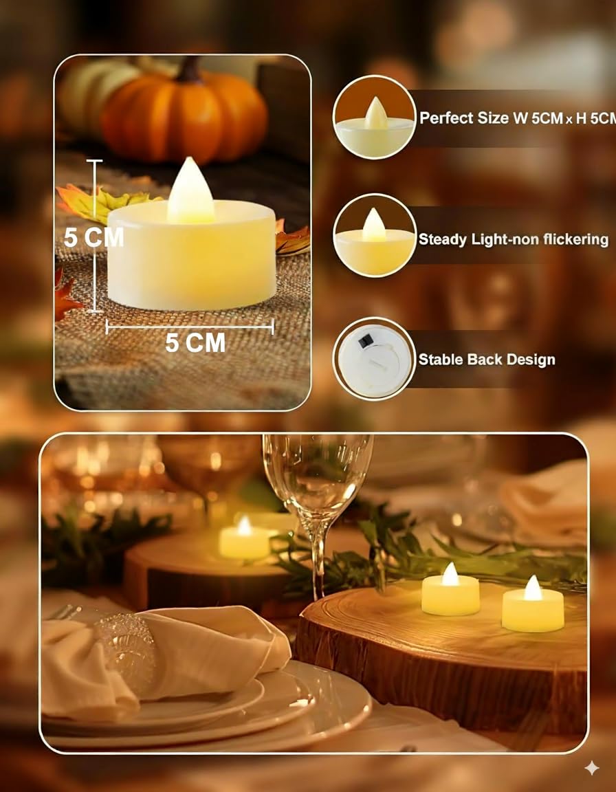6 Pcs LED Tea Light Candles, Festival Gifting (Pack of 6)