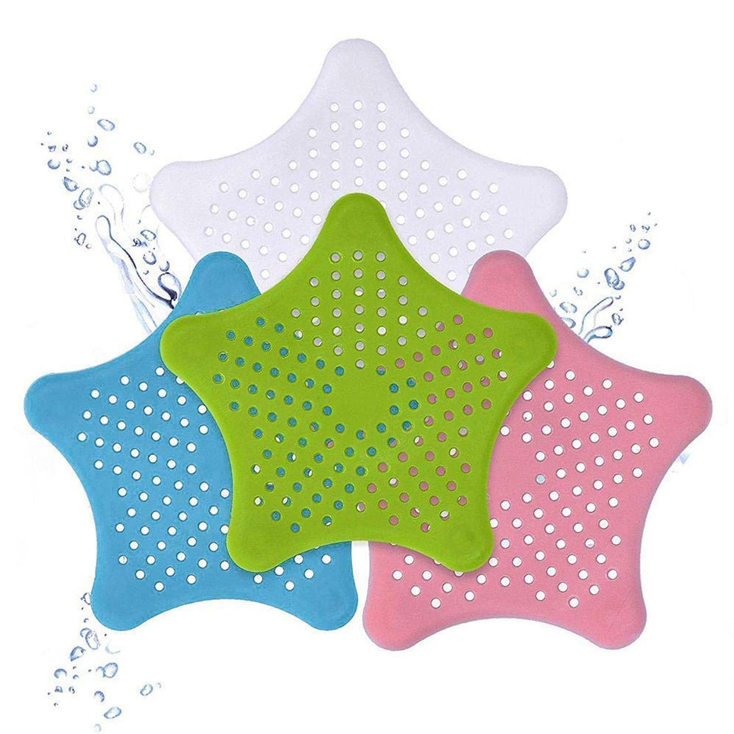 Star Drain Strainer: Catches Hair & Prevents Clogs (Kitchen/Bath) (4 pcs)