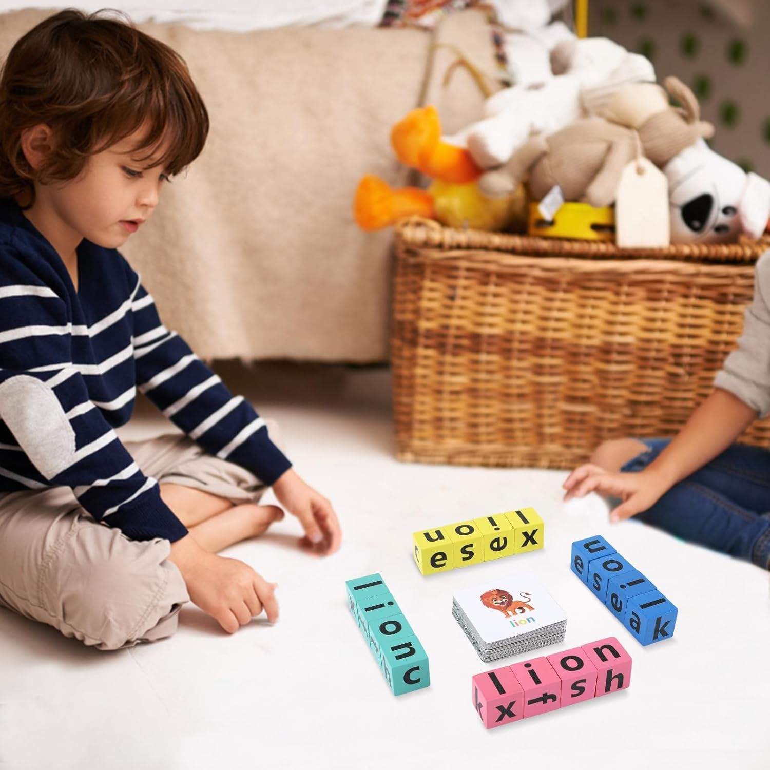 Time Puzzle - Wooden Alphabet Spelling Game Matching Letter & Word Puzzle Game with Flashcards - Word Puzzle