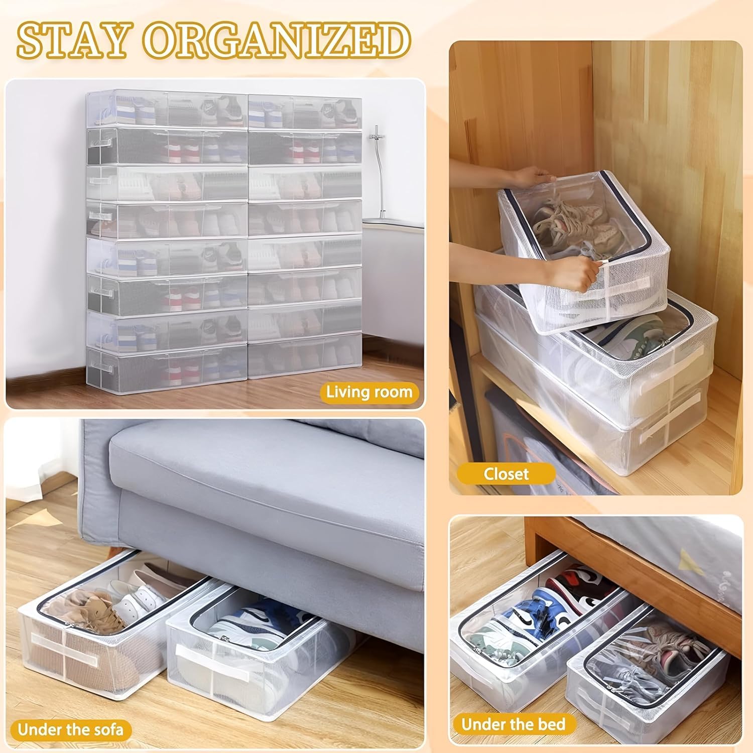 Fabric Shoe Storage Bins Under Bed Shoe Storage Organiser