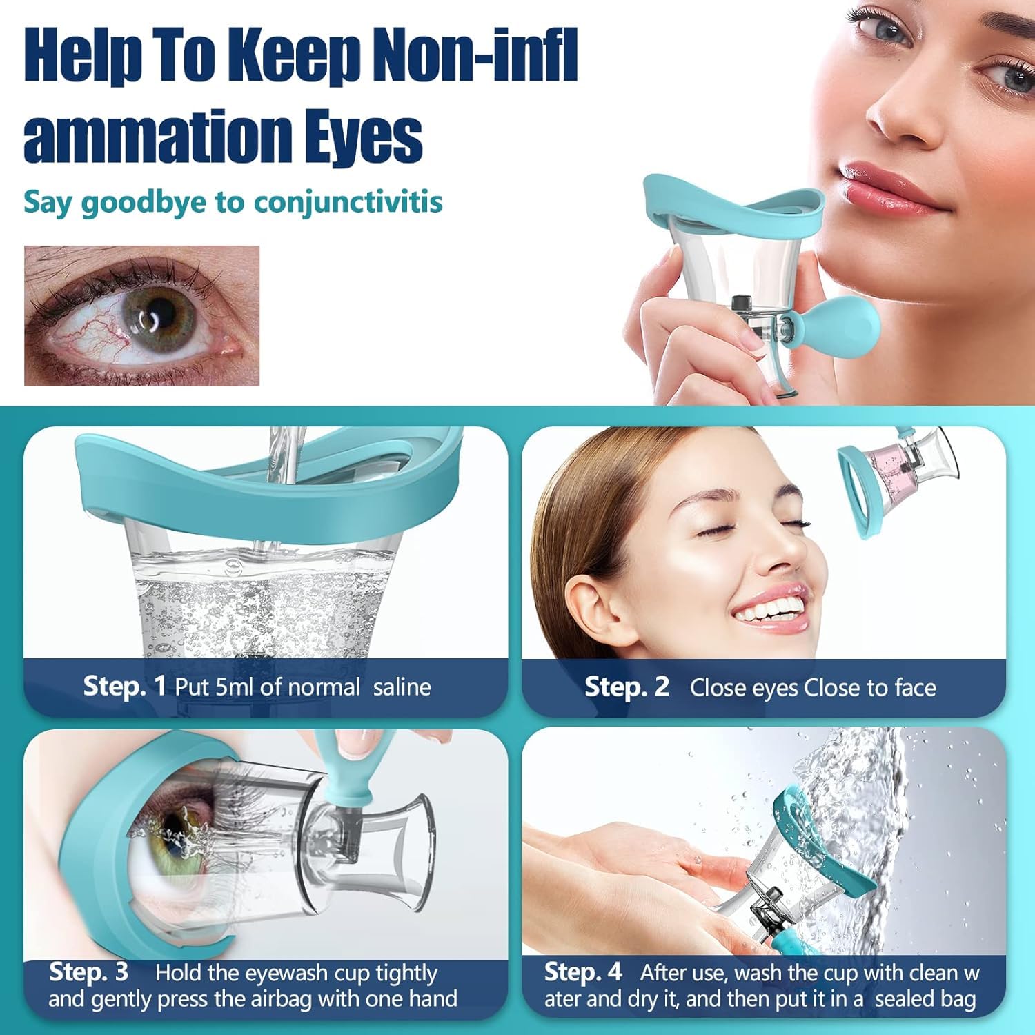 Silicon Eye Wash Kit Eye Cleaner Manual Air Pressure Eye Cleaning Cup