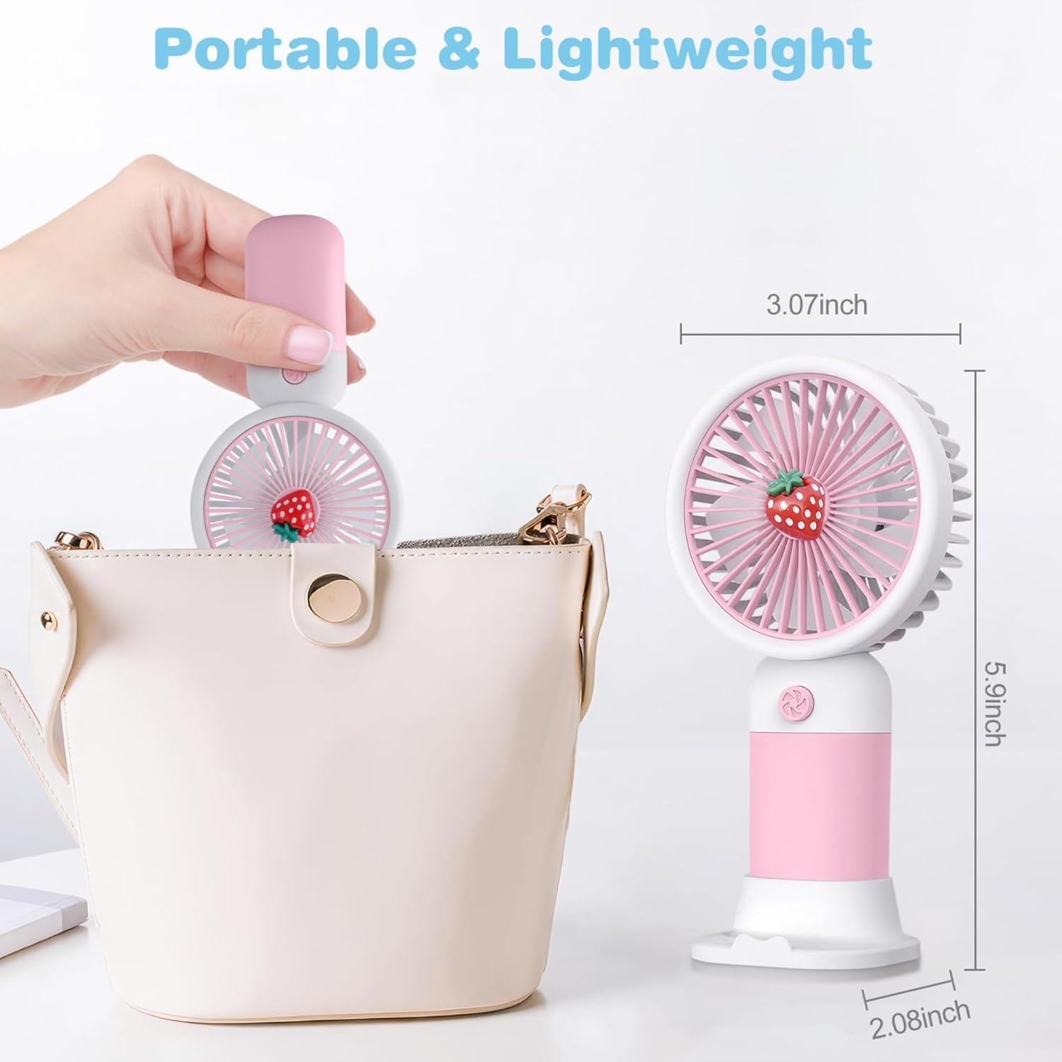 Mini Hand Fan - Rechargeable Mini Fan with USB Charging - Small Table Fan