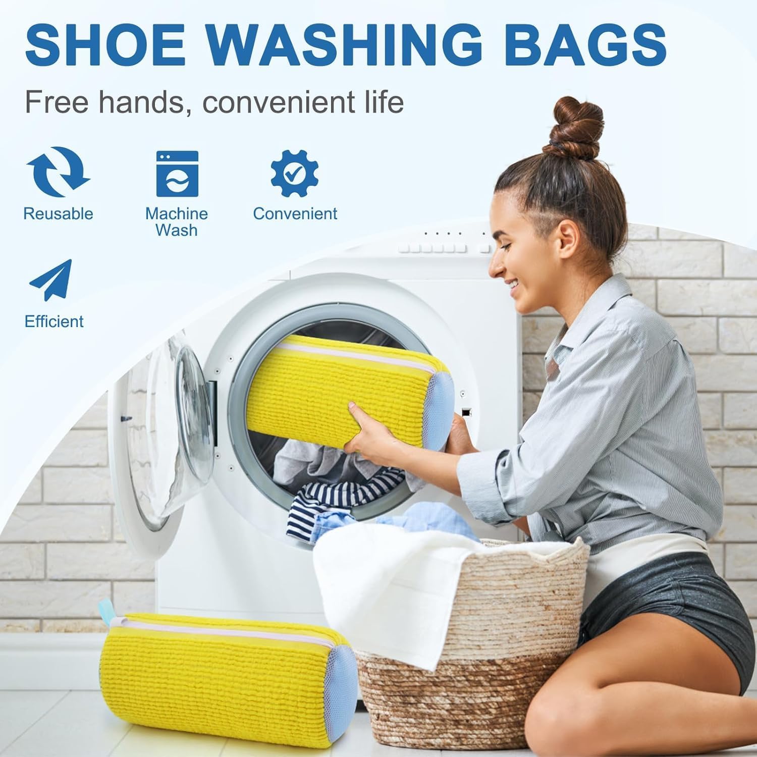 Shoe Washing Machine Bag Laundry Shoes Bag for Washer and Dryer Reusable and Durable Zipper Plush Washing Machine Bags