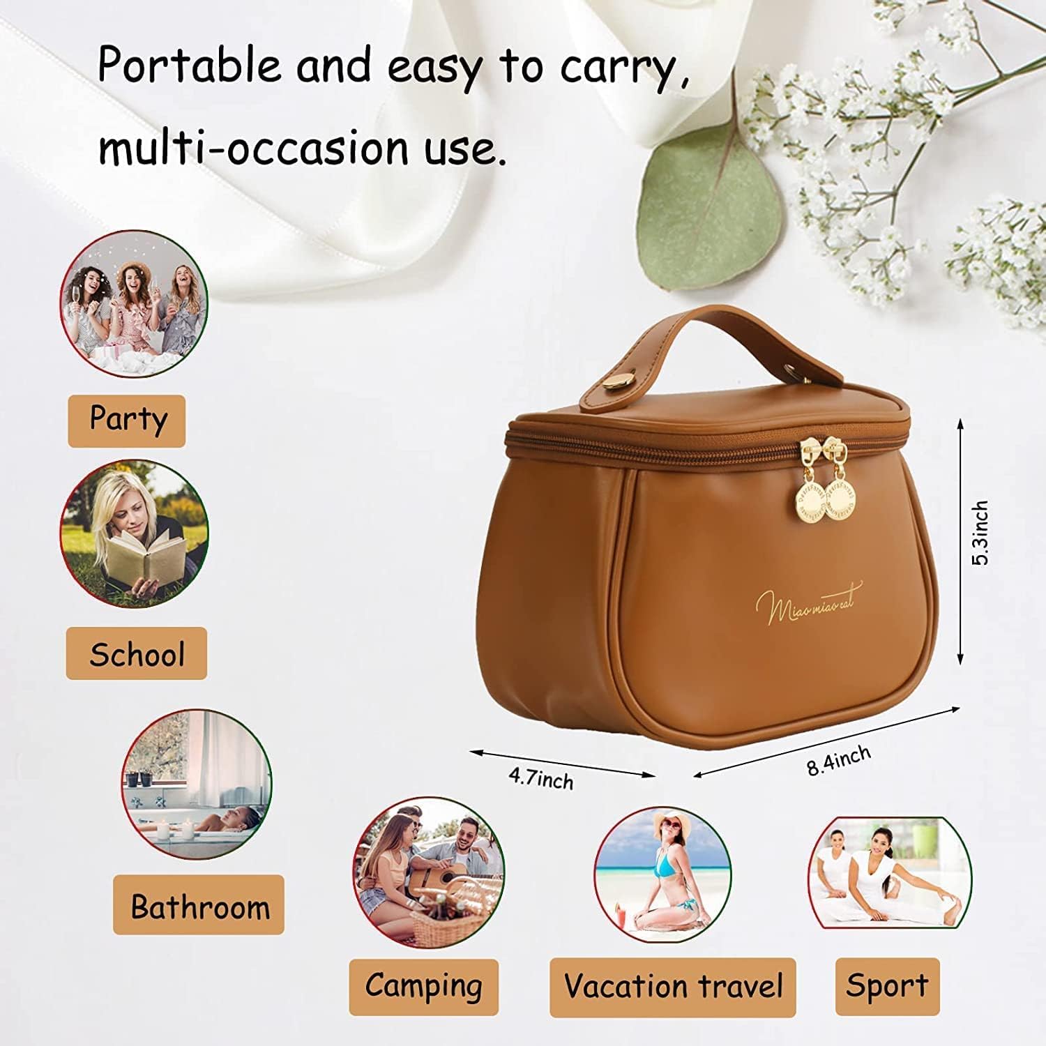 Big leather cosmetic bag